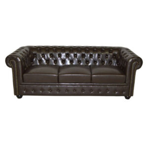 ΚΑΝΑΠΕΣ 3ΘΕΣΙΟΣ T.CHESTERFIELD HM3009.01 ΤΕΧΝΟΔΕΡΜΑ ΣΚΟΥΡΟ ΚΑΦΕ 208x90x73Υ εκ 1