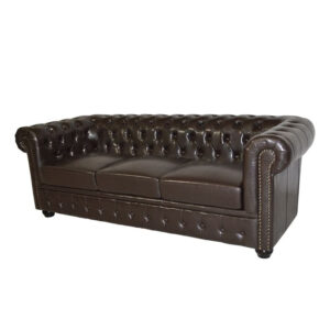 ΚΑΝΑΠΕΣ 3ΘΕΣΙΟΣ T.CHESTERFIELD HM3009.01 ΤΕΧΝΟΔΕΡΜΑ ΣΚΟΥΡΟ ΚΑΦΕ 208x90x73Υ εκ 2