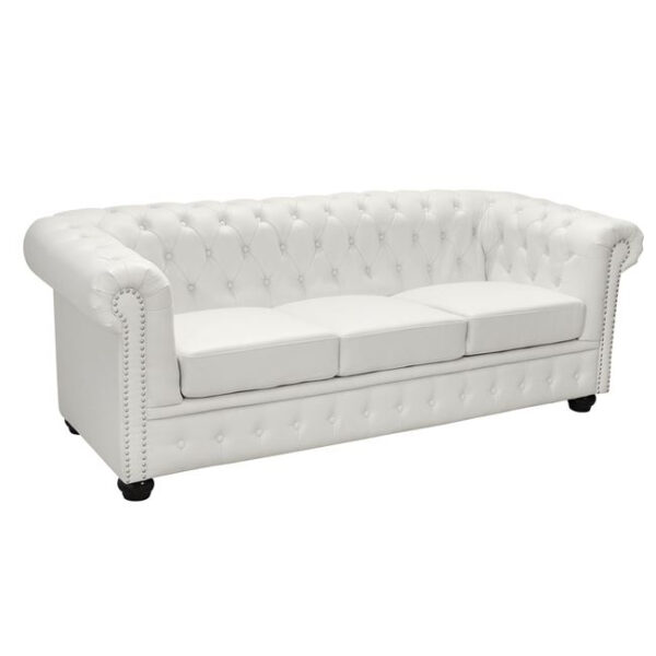 ΚΑΝΑΠΕΣ 3ΘΕΣΙΟΣ T.CHESTERFIELD HM3009.02 ΤΕΧΝΟΔΕΡΜΑ ΛΕΥΚΟ ΜΑΤ 208x90x73 εκ.