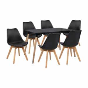 ΣΕΤ 7ΤΜΧ ΤΡΑΠΕΖΙ MINIMAL & 6 ΚΑΡΕΚΛΕΣ VEGAS ΣΕ ΜΑΥΡΟ ΧΡΩΜΑ HM11296.02