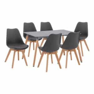 ΣΕΤ 7ΤΜΧ ΤΡΑΠΕΖΙ MINIMAL & 6 ΚΑΡΕΚΛΕΣ VEGAS ΣΕ ΣΚΟΥΡΟ ΓΚΡΙ ΧΡΩΜΑ HM11296.10