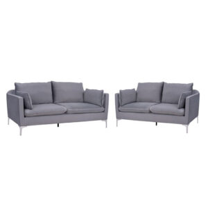 ΣΕΤ ΣΑΛΟΝΙΟΥ 2ΘΕΣΙΟΣ & 3ΘΕΣΙΟΣ ΚΑΝΑΠΕΣ KAREN ΒΕΛΟΥΔΟ ΓΚΡΙ HM11191