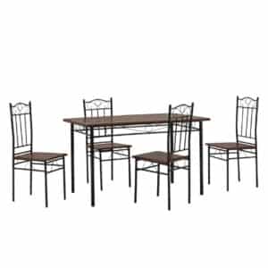 ΣΕΤ ΤΡΑΠΕΖΑΡΙΑΣ DEFNE HM8626.02 5ΤΜΧ ΣΕ ΧΡΩΜΑ ΚΑΡΥΔΙ ΜΕ ΜΑΥΡΑ ΜΑΤ ΠΟΔΙΑ 120x70x74 cm.