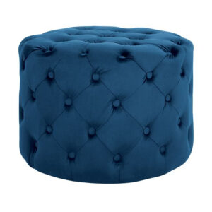 ΣΚΑΜΠΟ KASSIE ΜΠΛΕ ΒΕΛΟΥΔΟ ΤΥΠΟΥ CHESTERFIELD HM8406.08 Φ60Χ43Υ εκ.