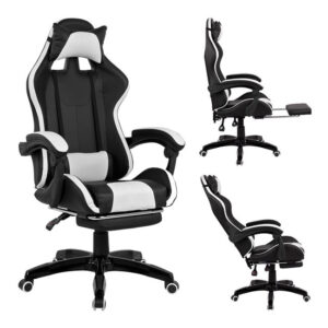 ΠΟΛΥΘΡΟΝΑ GAMING NYLA ΜΕ ΥΠΟΠΟΔΙΟ HM1132.100 ΣΕ ΧΡΩΜΑ ΜΑΥΡΟ-ΛΕΥΚΟ 68Χ66-100Χ122 ΕΚ