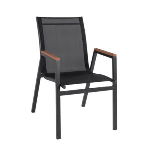 ΠΟΛΥΘΡΟΝΑ ΑΛΟΥΜΙΝΙΟΥ SHYLA HM5697.02 ΓΚΡΙ ΜΕ TEXTILENE ΜΑΥΡΟ & POLYWOOD 53x67x87 cm