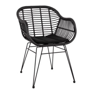 ΠΟΛΥΘΡΟΝΑ ΜΕ ΜΑΞΙΛΑΡΙ ΜΕΤΑΛΛΙΚΗ ALLEGRA HM5450.02 ΜΕ WICKER ΜΑΥΡΟ ΧΡΩΜΑ 58x59x82 εκ.