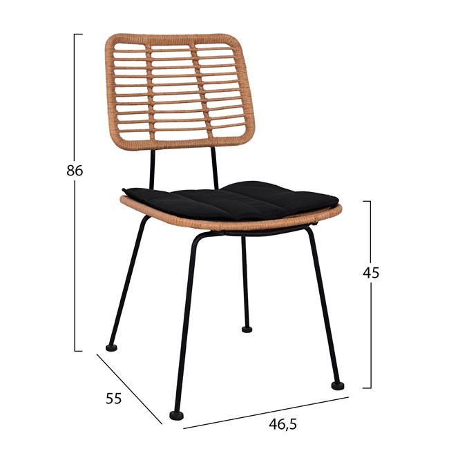 ΣΕΤ 3ΤΜΧ ALLEGRA WICKER ΜΕ ΤΡΑΠΕΖΙ Φ70Χ74Υ ΜΠΕΖ ΜΑΥΡΟ ΧΡΩΜΑ HM10478 2