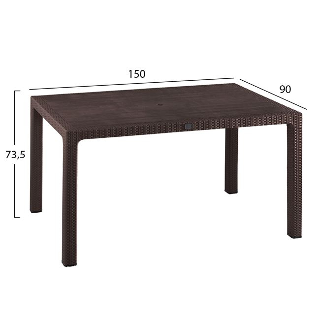 ΣΕΤ 5ΤΜΧ ΤΡΑΠΕΖΙ ΚΑΡΕΚΛΕΣ ΠΟΛΥΠΡΟΠΥΛΕΝΙΟΥ RATTAN ΣΕ ΧΡΩΜΑ ΚΑΦΕ HM10574.03 1