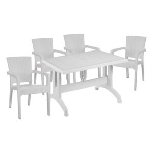 ΣΕΤ 5ΤΜΧ ΤΡΑΠΕΖΙ & ΚΑΡΕΚΛΕΣ ΠΟΛΥΠΡΟΠΥΛΕΝΙΟΥ RATTAN ΣΕ ΧΡΩΜΑ ΛΕΥΚΟ HM10580.04