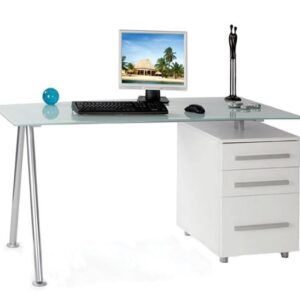 ΓΡΑΦΕΙΟ Μέταλλο Βαφή  Άσπρο - MDF Άσπρο - Γυαλί Άσπρο