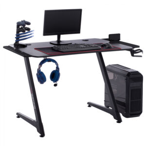 ΓΡΑΦΕΙΟ GAMING PRO HM11578.01 ME ΜΑΥΡΗ ΕΠΕΚΤΑΣΗ 130x60x76Υ εκ.