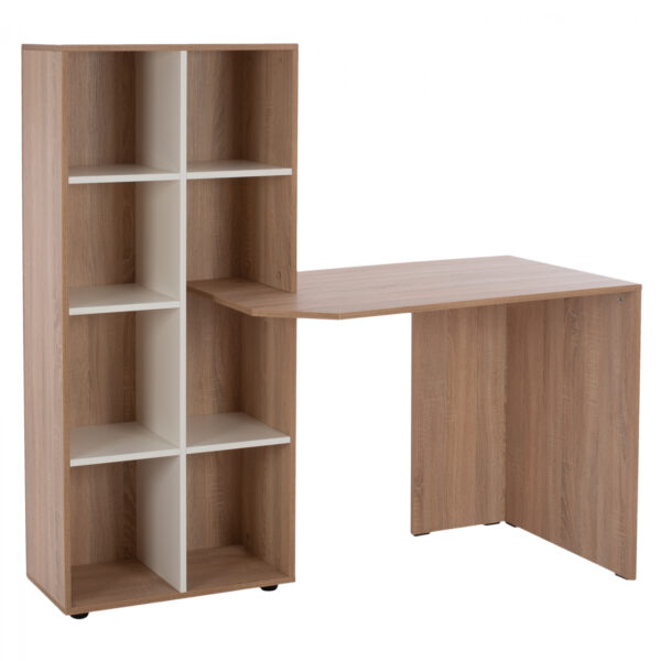 ΓΡΑΦΕΙΟ ΜΕ ΒΙΒΛΙΟΘΗΚΗ ADLER SONAMA OAK - ΛΕΥΚΟ HM2417.01 140Χ60Χ138Υεκ.