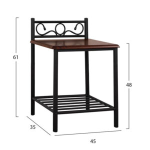 ΚΟΜΟΔΙΝΟ SUZIE HM388 ΑΠΟ ΜΕΤΑΛΛΟ ΚΑΙ ΞΥΛΟ 45x35x48 61 εκ 1