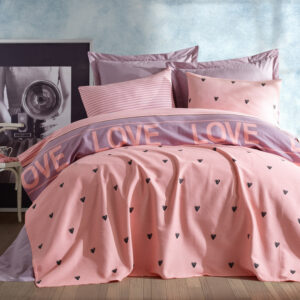 ΚΟΥΒΕΡΤΑ ΔΙΠΛΗ ΠΙΚΕ HM12151 ΛΙΛΑ ΡΟΖ ΡΙΓΕ 200x235 εκ. 162ELR5273