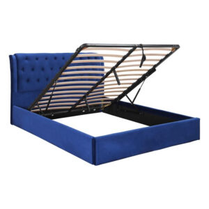 ΚΡΕΒΑΤΙ ODALYS ΒΕΛΟΥΔΟ ΜΠΛΕ ΚΑΙ ΑΠΟΘΗΚΕΥΤΙΚΟ ΧΩΡΟ 160x200 εκ. HM564.08