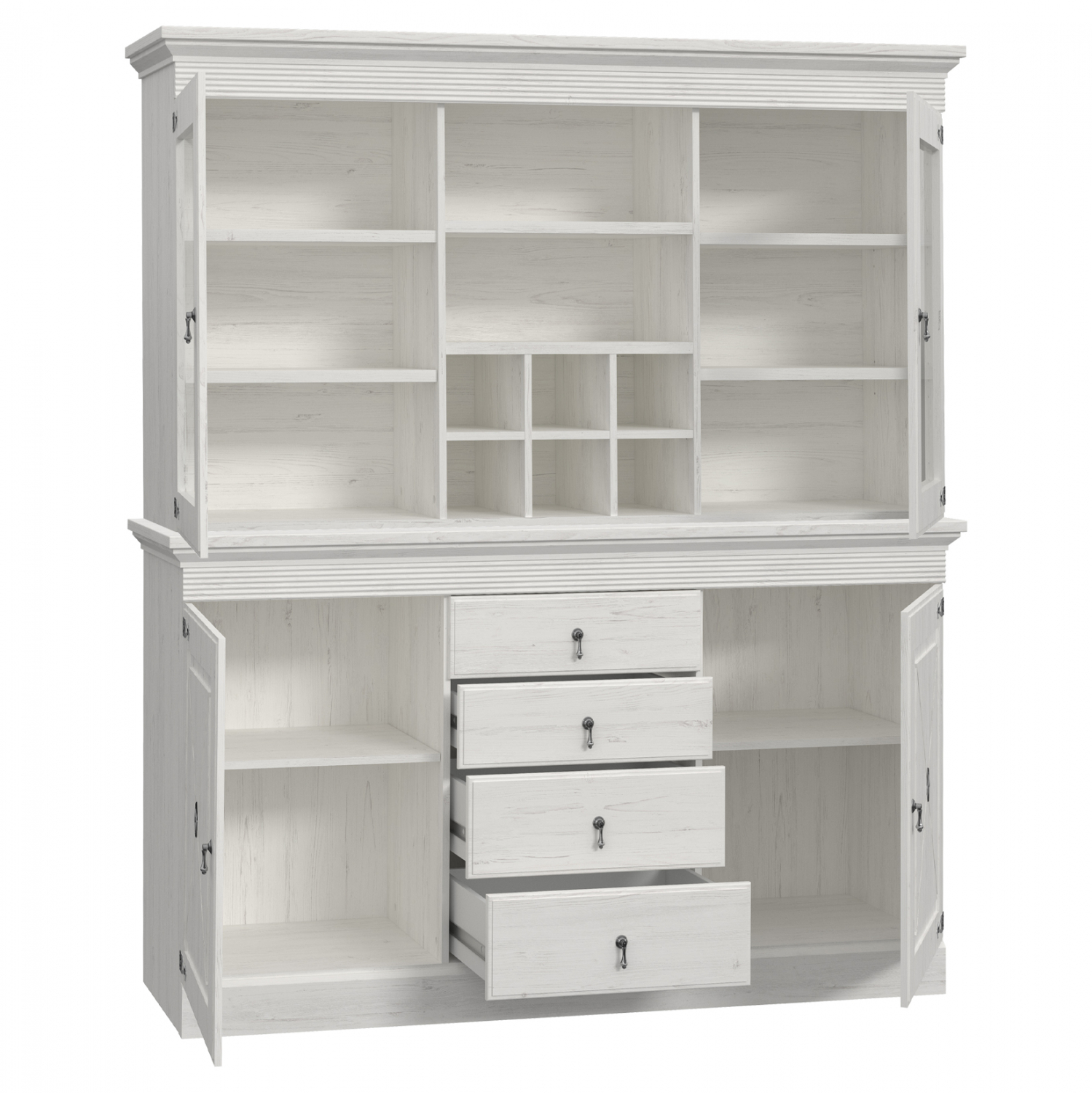 ΜΠΟΥΦΕΣ ΜΕ ΒΙΤΡΙΝΑ ΜΕΛΑΜΙΝΗΣ LANCE ΛΕΥΚΟ ANTIQUE HM11498 1713Χ45Χ1838 εκ 3