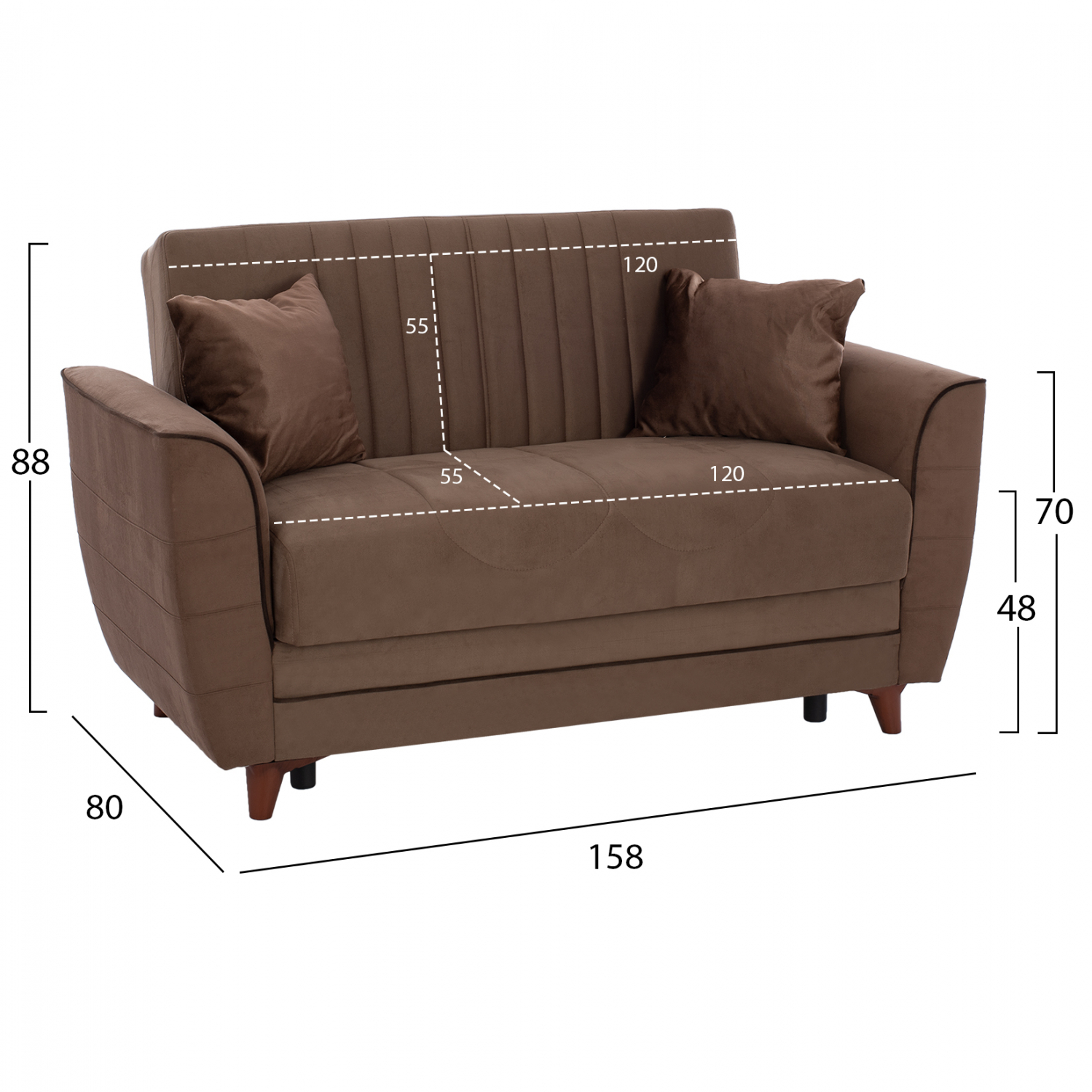 ΣΕΤ 2 ΤΜΧ ΚΑΝΑΠΕΣ 3ΘΕΣΙΟΣ ΚΑΙ 2ΘΕΣΙΟΣ MAYE ΣΚΟΥΡΟ ΚΑΦΕ HM11591 4