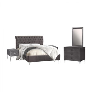 ΣΕΤ ΚΡΕΒΑΤΟΚΑΜΑΡΑΣ 4 ΤΜΧ ΒΕΛΟΥΔΟ ΓΚΡΙ HM11268.20