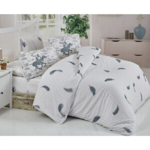 ΣΕΤ ΠΑΠΛΩΜΑΤΟΘΗΚΗ ΣΕΝΤΟΝΙ 1 ΜΑΞΙΛΑΡΟΘΗΚΗ ΜΟΝΑ BEVERLY HILLS POLO CLUB HM12036 ΛΕΥΚΟ ΓΚΡΙ 160x240 εκ. 176BHP2129