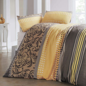 ΣΕΤ ΠΑΠΛΩΜΑΤΟΘΗΚΗ ΣΕΝΤΟΝΙ 2 ΜΑΞΙΛΑΡΟΘΗΚΕΣ ΥΠΕΡΔΙΠΛΑ HM12068 ΚΙΤΡΙΝΟ ΜΑΥΡΟ 220x240 εκ. 143EPJ4259