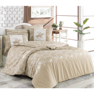 ΣΕΤ ΠΑΠΛΩΜΑΤΟΘΗΚΗ ΣΕΝΤΟΝΙ 2 ΜΑΞΙΛΑΡΟΘΗΚΕΣ ΥΠΕΡΔΙΠΛΑ POLO BEVERLY HILLS CLUB HM12018 ΜΠΕΖ ΛΕΥΚΟ 240x260 εκ.