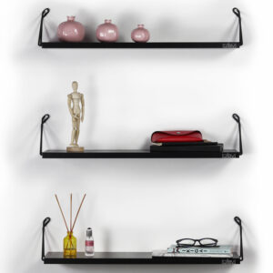 ΣΕΤ ΡΑΦΙΑ ΤΟΙΧΟΥ 3ΤΜΧ ΜΕΛΑΜΙΝΗ ΚΑΙ ΜΕΤΑΛΛΟ HM9173.02 ΜΑΥΡΟ 60x12