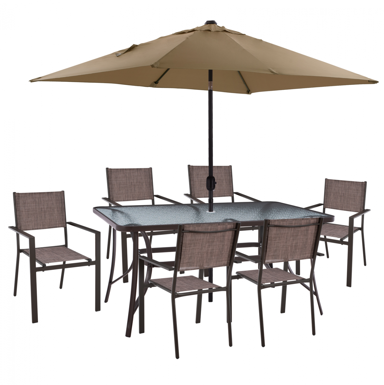 ΣΕΤ ΤΡΑΠΕΖΑΡΙΑ 8ΤΜΧ ΤΡΑΠΕΖΙ ΜΕ ΟΜΠΡΕΛΑ ΜΟΚΑ ΠΟΛΥΘΡΟΝΕΣ TEXTILINE ΚΑΦΕ HM11487 1 1