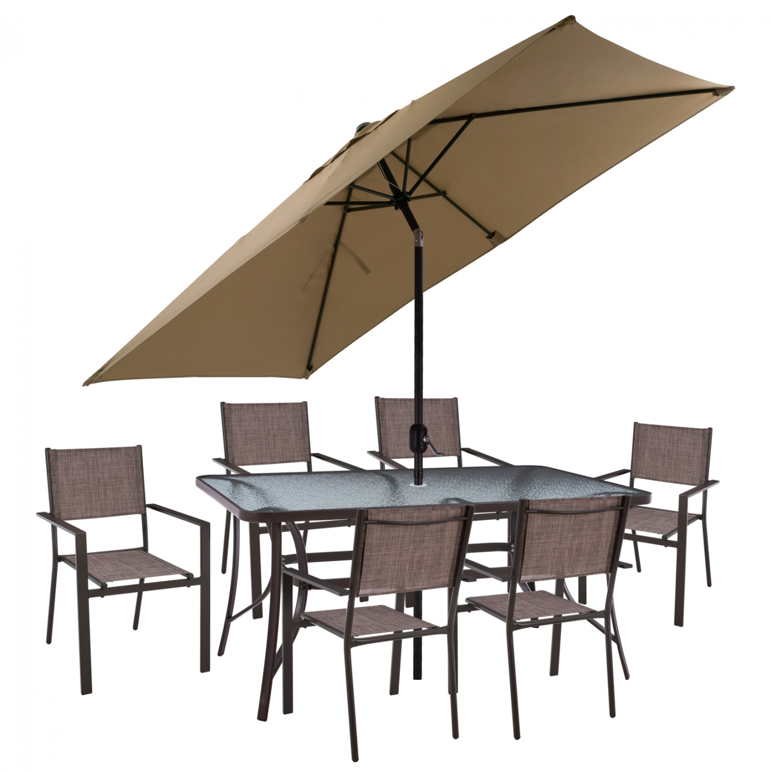 ΣΕΤ ΤΡΑΠΕΖΑΡΙΑ 8ΤΜΧ ΤΡΑΠΕΖΙ ΜΕ ΟΜΠΡΕΛΑ ΜΟΚΑ ΠΟΛΥΘΡΟΝΕΣ TEXTILINE ΚΑΦΕ HM11487 2