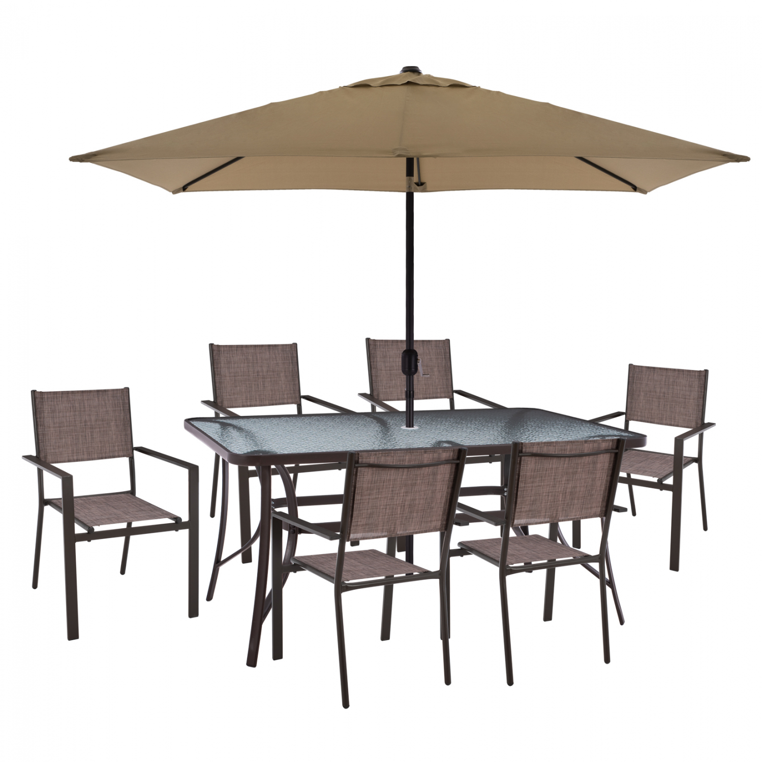 ΣΕΤ ΤΡΑΠΕΖΑΡΙΑ 8ΤΜΧ ΤΡΑΠΕΖΙ ΜΕ ΟΜΠΡΕΛΑ ΜΟΚΑ & ΠΟΛΥΘΡΟΝΕΣ TEXTILINE ΚΑΦΕ HM11487