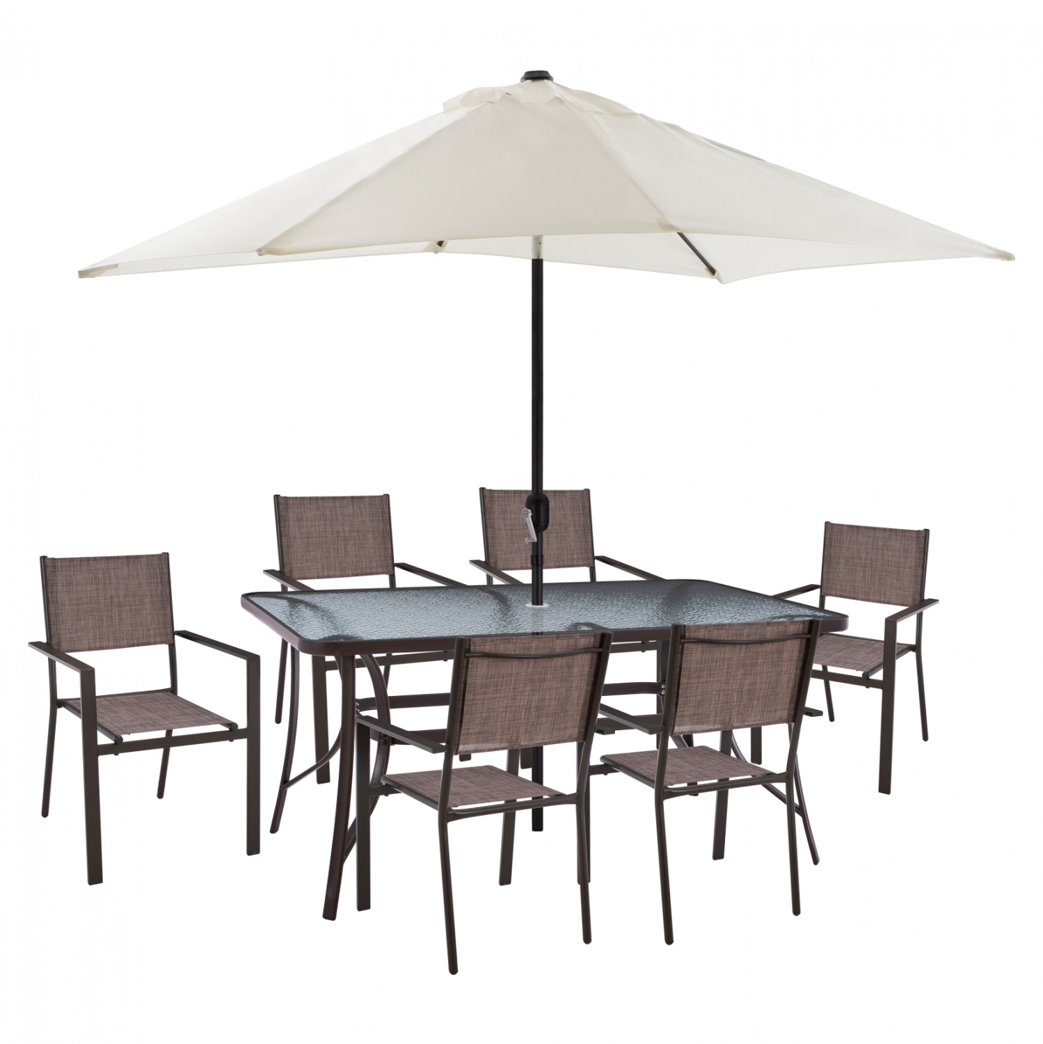 ΣΕΤ ΤΡΑΠΕΖΑΡΙΑ 8ΤΜΧ ΤΡΑΠΕΖΙ ΜΕ ΟΜΠΡΕΛΑ ΜΠΕΖ ΠΟΛΥΘΡΟΝΕΣ TEXTILINE ΚΑΦΕ HM11488 1