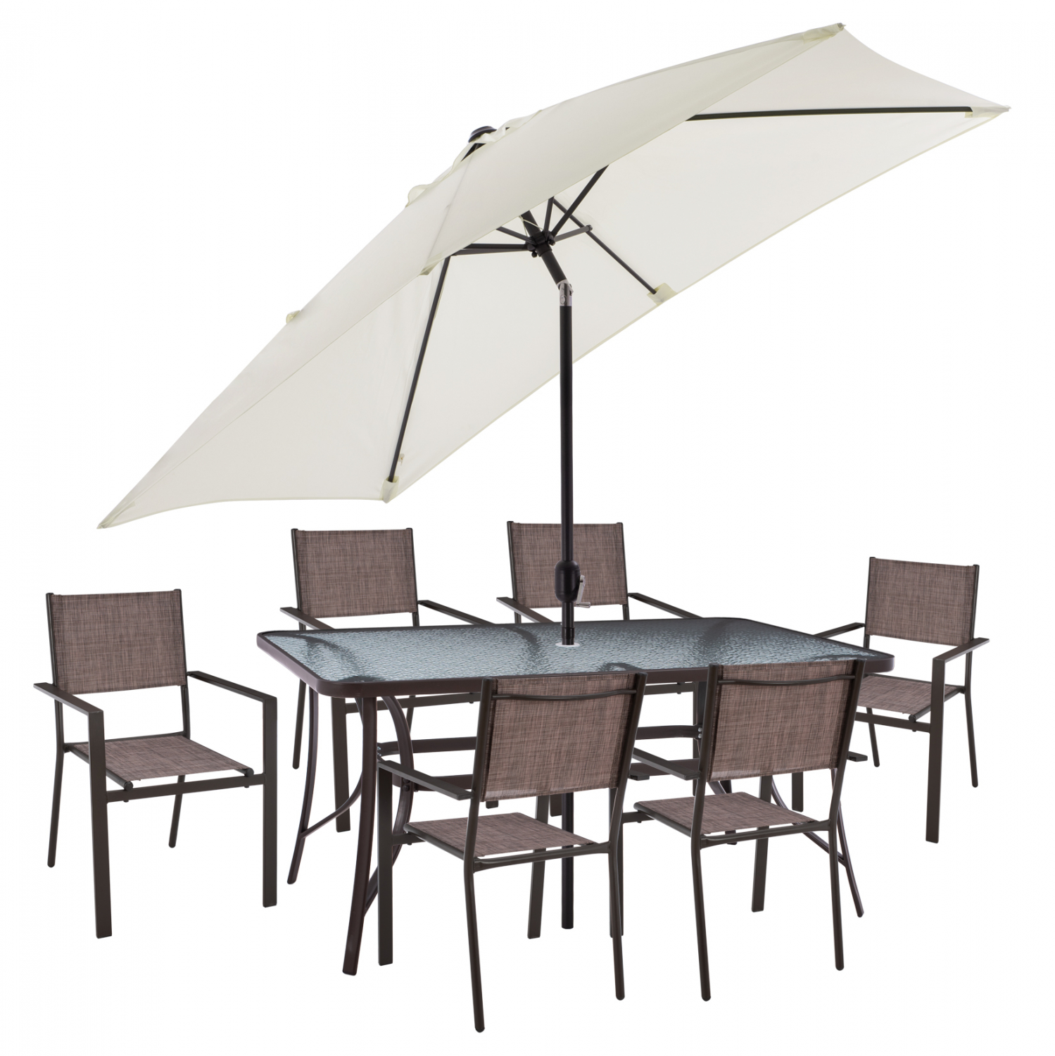 ΣΕΤ ΤΡΑΠΕΖΑΡΙΑ 8ΤΜΧ ΤΡΑΠΕΖΙ ΜΕ ΟΜΠΡΕΛΑ ΜΠΕΖ ΠΟΛΥΘΡΟΝΕΣ TEXTILINE ΚΑΦΕ HM11488 2