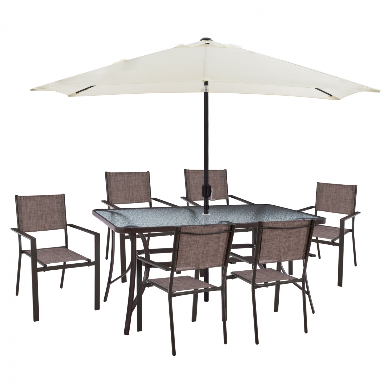 ΣΕΤ ΤΡΑΠΕΖΑΡΙΑ 8ΤΜΧ ΤΡΑΠΕΖΙ ΜΕ ΟΜΠΡΕΛΑ ΜΠΕΖ & ΠΟΛΥΘΡΟΝΕΣ TEXTILINE ΚΑΦΕ HM11488