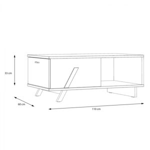 ΤΡΑΠΕΖΙ ΣΑΛΟΝΙΟΥ OTTO HM8815 ΣΤΑΧΤΙ ΜΑΥΡΟ 110x60x33 εκ 2