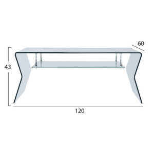 ΤΡΑΠΕΖΙ ΣΑΛΟΝΙΟΥ ΓΥΑΛΙΝΟ ΜΕ ΡΑΦΙ 120Χ60Χ43Υεκ. HM8098 2