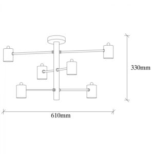 ΦΩΤΙΣΤΙΚΟ ΟΡΟΦΗΣ 6ΦΩΤΟ ΜΕΤΑΛΛΙΚΟ ΜΑΥΡΟ HM7261 61Χ61Χ33 εκ 1