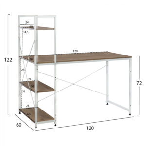 ΓΡΑΦΕΙΟ ΜΕ ΒΙΒΛΙΟΘΗΚΗ ΛΕΥΚΟ SONAMA HM2407.02 120x60x122 εκ 1