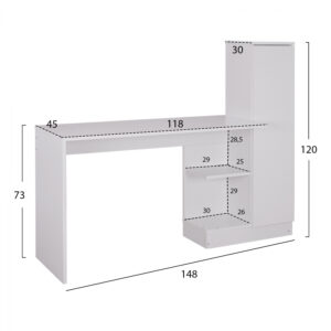 ΓΡΑΦΕΙΟ ΜΕ ΝΤΟΥΛΑΠΙ HM9133 ΧΡΩΜΑ ΛΕΥΚΟ 148x45x120Υ εκ 1