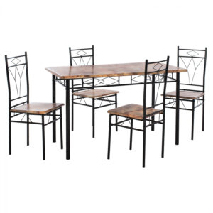 ΣΕΤ ΤΡΑΠΕΖΑΡΙΑΣ AYLIN 5ΤΜΧ HM9218 ΧΡΩΜΑ YELLOW MARBLE ΜΑΥΡΟ ΣΚΕΛΕΤΟ 120x70x75Υ εκ.