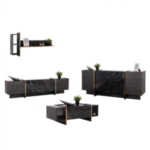 ΣΕΤ ΣΑΛΟΝΙΟΥ 3ΤΜΧ HM11662 ΜΑΥΡΟ ΜΕ ΕΦΕ ΜΑΡΜΑΡΟΥ