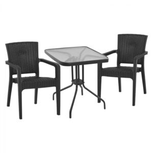 ΣΕΤ ΤΡΑΠΕΖΑΡΙΑΣ 3ΤΜΧ ΤΡΑΠΕΖΙ 60Χ60 & ΠΟΛΥΘΡΟΝΕΣ ΠΟΛΥΠ/ΝΙΟΥ ΓΚΡΙ HM10614.10