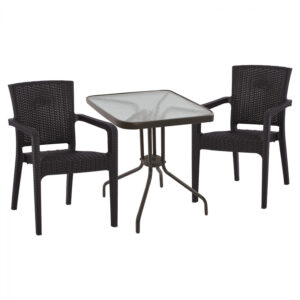 ΣΕΤ ΤΡΑΠΕΖΑΡΙΑΣ 3ΤΜΧ ΤΡΑΠΕΖΙ 60Χ60 & ΠΟΛΥΘΡΟΝΕΣ ΠΟΛΥΠ/ΝΙΟΥ RECYCLED ΚΑΦΕ HM10614.13