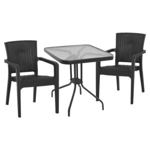 ΣΕΤ ΤΡΑΠΕΖΑΡΙΑΣ 3ΤΜΧ ΤΡΑΠΕΖΙ 70Χ70 & ΠΟΛΥΘΡΟΝΕΣ ΠΟΛΥΠ/ΝΙΟΥ ΓΚΡΙ HM10613.10