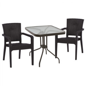 ΣΕΤ ΤΡΑΠΕΖΑΡΙΑΣ 3ΤΜΧ ΤΡΑΠΕΖΙ 70Χ70 & ΠΟΛΥΘΡΟΝΕΣ ΠΟΛΥΠ/ΝΙΟΥ RECYCLED ΚΑΦΕ HM10613.13