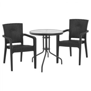 ΣΕΤ ΤΡΑΠΕΖΑΡΙΑΣ 3ΤΜΧ ΤΡΑΠΕΖΙ Φ60 & ΠΟΛΥΘΡΟΝΕΣ ΠΟΛΥΠ/ΝΙΟΥ ΓΚΡΙ HM10616.10