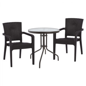 ΣΕΤ ΤΡΑΠΕΖΑΡΙΑΣ 3ΤΜΧ ΤΡΑΠΕΖΙ Φ60 & ΠΟΛΥΘΡΟΝΕΣ ΠΟΛΥΠ/ΝΙΟΥ RECYCLED ΚΑΦΕ HM10616.13