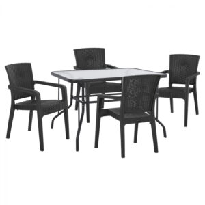 ΣΕΤ ΤΡΑΠΕΖΑΡΙΑΣ 5ΤΜΧ ΤΡΑΠΕΖΙ 110Χ60 & ΠΟΛΥΘΡΟΝΕΣ ΠΟΛΥΠ/ΝΙΟΥ ΓΚΡΙ HM10619.10