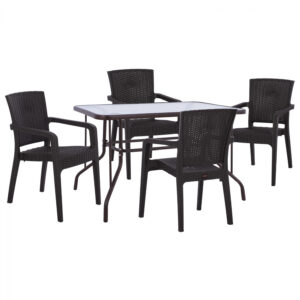 ΣΕΤ ΤΡΑΠΕΖΑΡΙΑΣ 5ΤΜΧ ΤΡΑΠΕΖΙ 110Χ60 & ΠΟΛΥΘΡΟΝΕΣ ΠΟΛΥΠ/ΝΙΟΥ RECYCLED ΚΑΦΕ HM10619.13