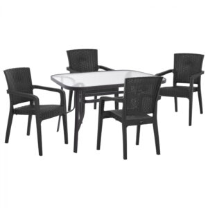 ΣΕΤ ΤΡΑΠΕΖΑΡΙΑΣ 5ΤΜΧ ΤΡΑΠΕΖΙ 120Χ70 & ΠΟΛΥΘΡΟΝΕΣ ΠΟΛΥΠ/ΝΙΟΥ ΓΚΡΙ HM10617.10