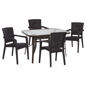 ΣΕΤ ΤΡΑΠΕΖΑΡΙΑΣ 5ΤΜΧ ΤΡΑΠΕΖΙ 120Χ70 & ΠΟΛΥΘΡΟΝΕΣ ΠΟΛΥΠ/ΝΙΟΥ RECYCLED ΚΑΦΕ HM10617.13